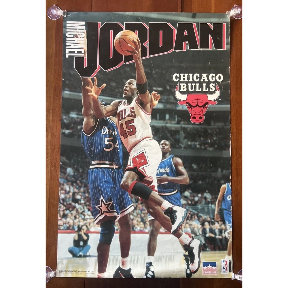 Vtg 1995 Starline NBA Licensed Michael Jordan & Shaquille O'Neil Poster 22X34